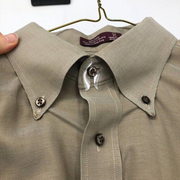 Nordstrom tan 100% Cotton wrinkle free men’s dress shirt neck 16.5  (32) - Picture 3 of 15
